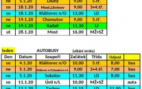 Odjezdy autobusu a domací zápasy Leden