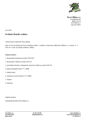 Členská schůze květen 2025
